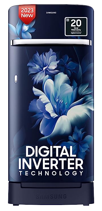Samsung 189 L 5 Star Digital Inverter Direct Cool Single Door Refrigerator (RR21C2H25CR/HL, Camellia Blue, Base Stand with Drawer 2023 Model) Samsung 189 L 5 Star Digital Inverter Direct Cool Single Door Refrigerator (RR21C2H25CR/HL, Camellia Blue, Base Stand with Drawer 2023 Model)